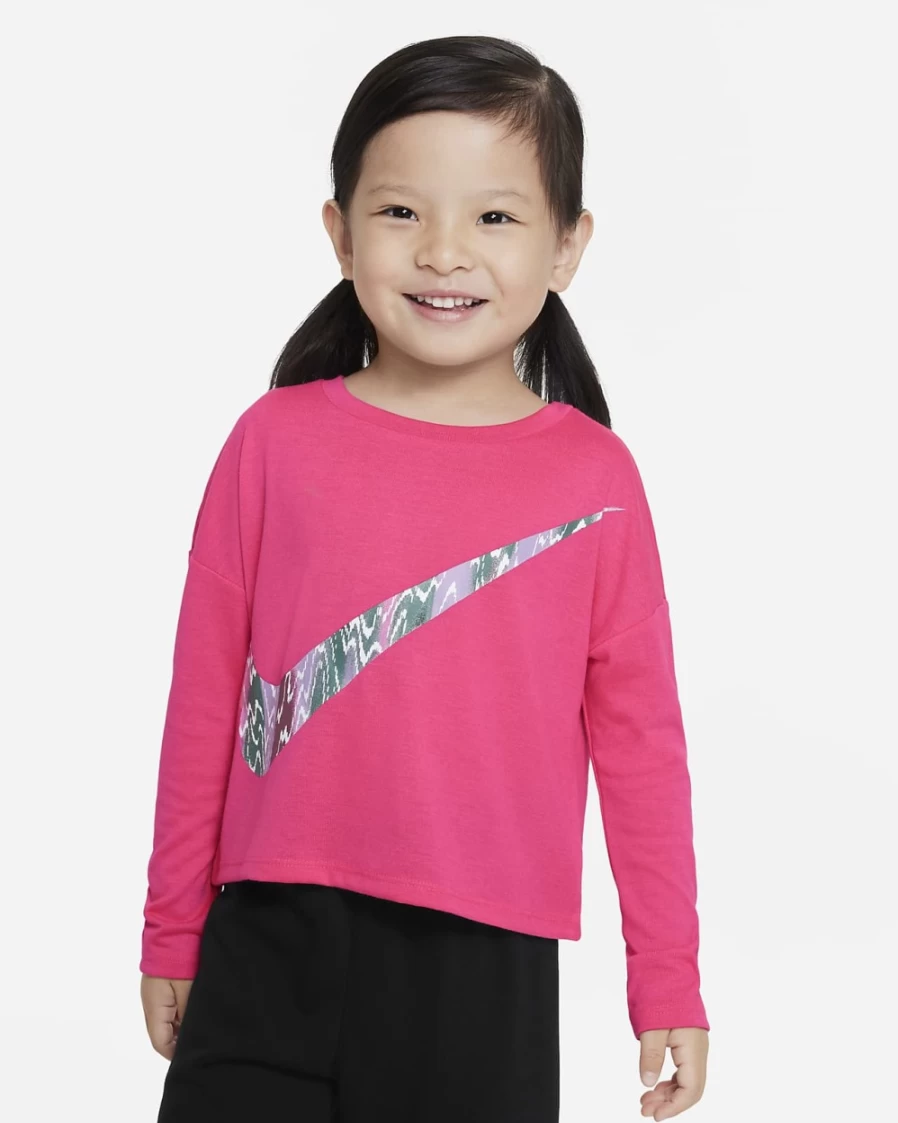 Nike Icon Clash Long Sleeve T-Shirt for Girls - Hyper Pink Toddler Top