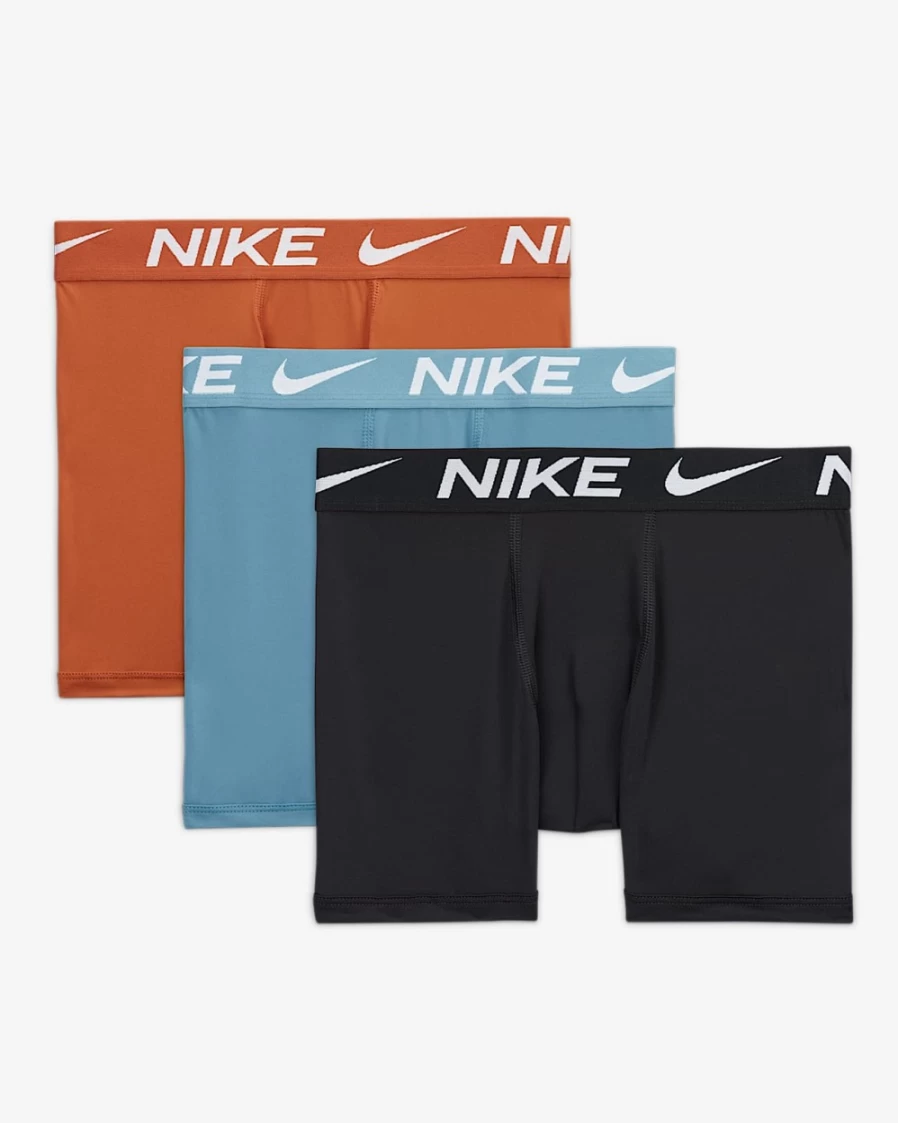 Nike Boys' Hot Curry Cotton Boxer Briefs 3-Pack - Comfortable Athletic Underwear