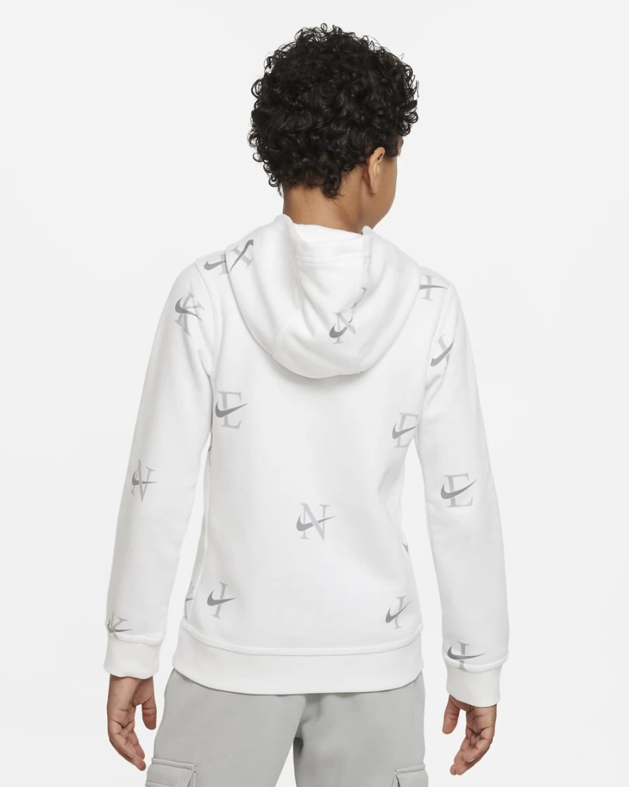Nike Boys' White Hoodie - Sportswear Club Big Kids' Pullover Sweatshirt
