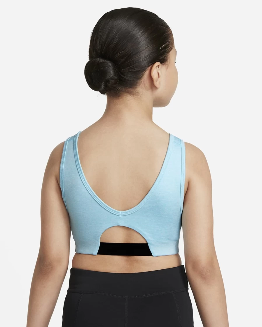 Nike Dri-FIT Swoosh Luxe Girls' Sports Bra - Copa, White, Black Athletic Top for Kids