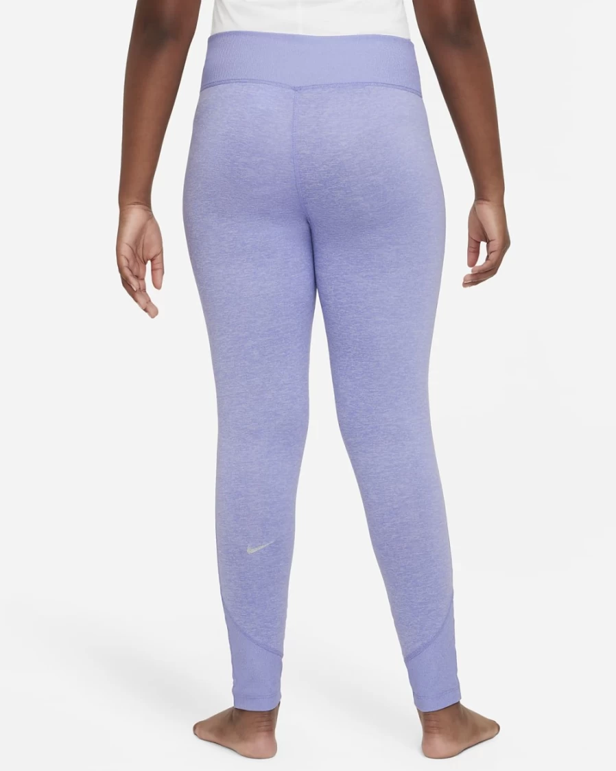 Nike Girls' Yoga Leggings - Dri-FIT Moisture-Wicking, Light Thistle/Purple Chalk/Heather, Extended Sizes for Active Kids