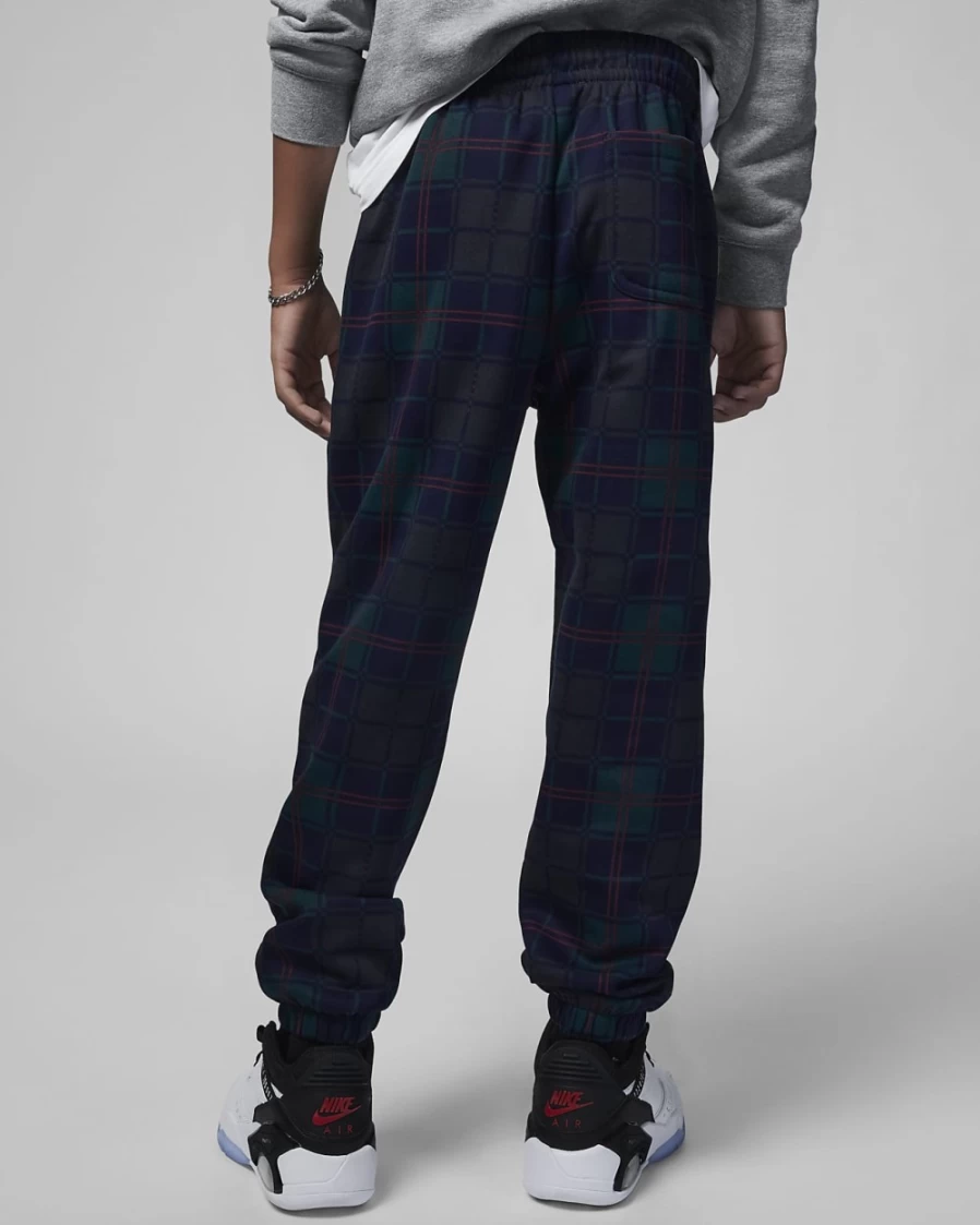 Nike Boys' Brooklyn Fleece Plaid Jogger Pants in Obsidian - Comfortable Kids' Joggers