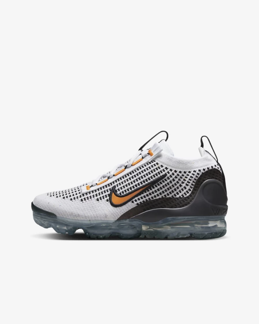Nike Air VaporMax 2021 FK Boys' Running Shoes - White/Black/Anthracite/Kumquat