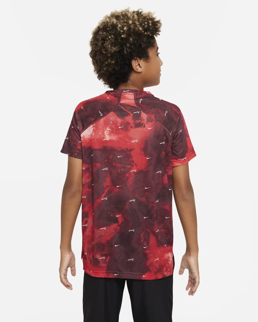 Nike Dri-FIT Boys' Dark Beetroot/Gym Red Printed Performance Training Top