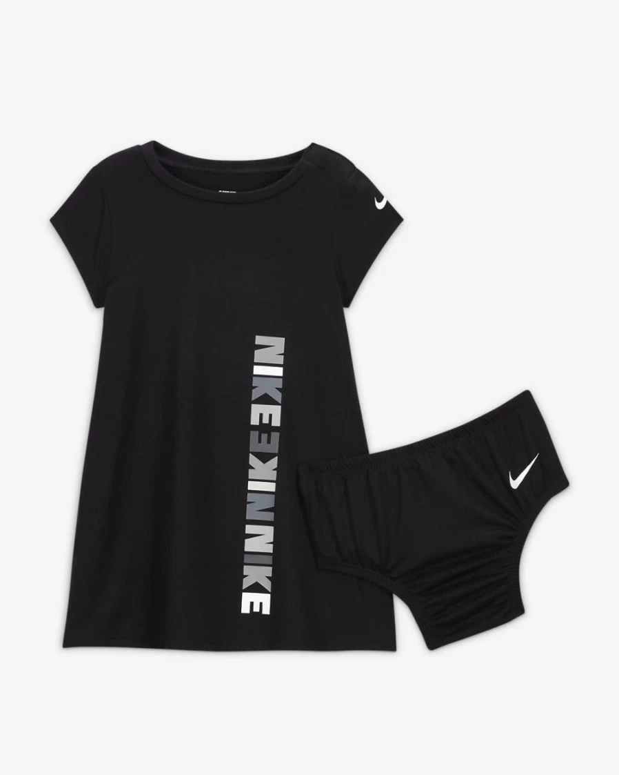 Nike Girls Black Knit Baby Dress - Soft Comfortable Toddler Dress