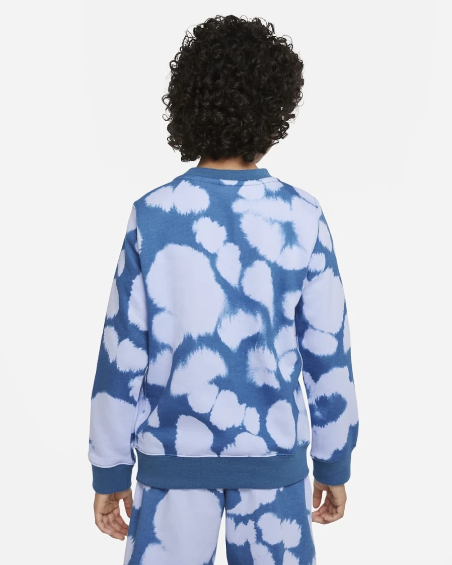 Nike Boys' Dark Marina Blue/Black French Terry Sweatshirt - Sportswear Printed Pullover