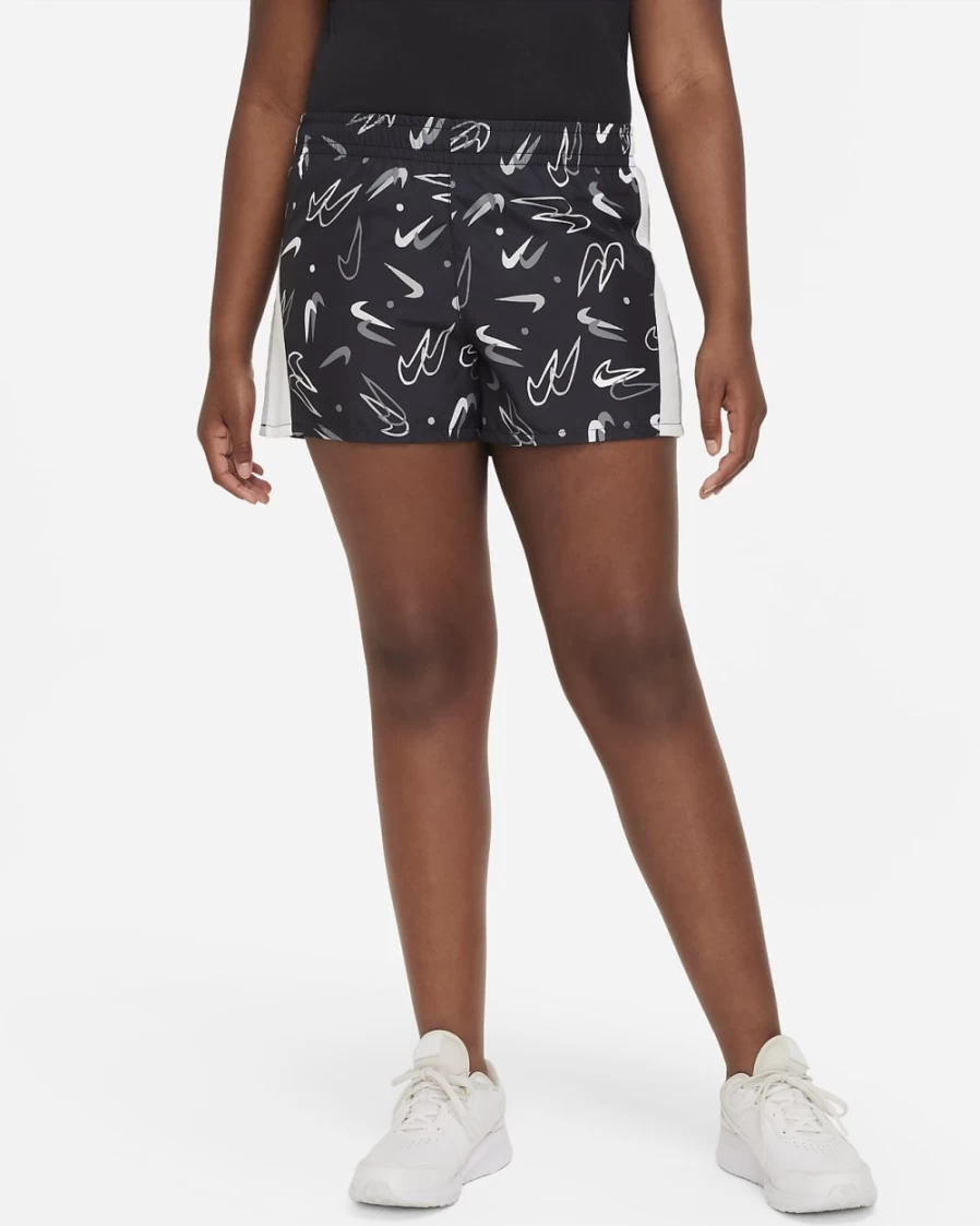 Nike Dri-FIT 10K2 Big Girls' Running Shorts - Black/White/Light Smoke Grey - Extended Size