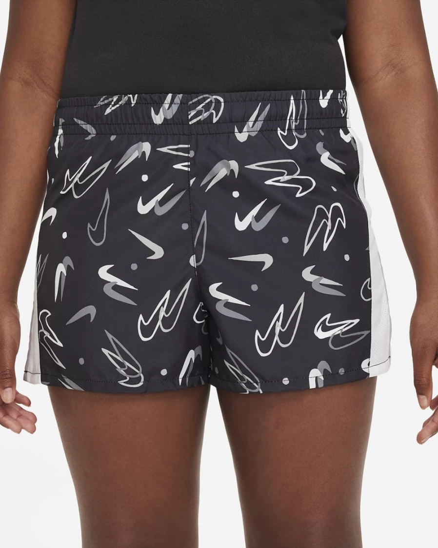 Nike Dri-FIT 10K2 Big Girls' Running Shorts - Black/White/Light Smoke Grey - Extended Size