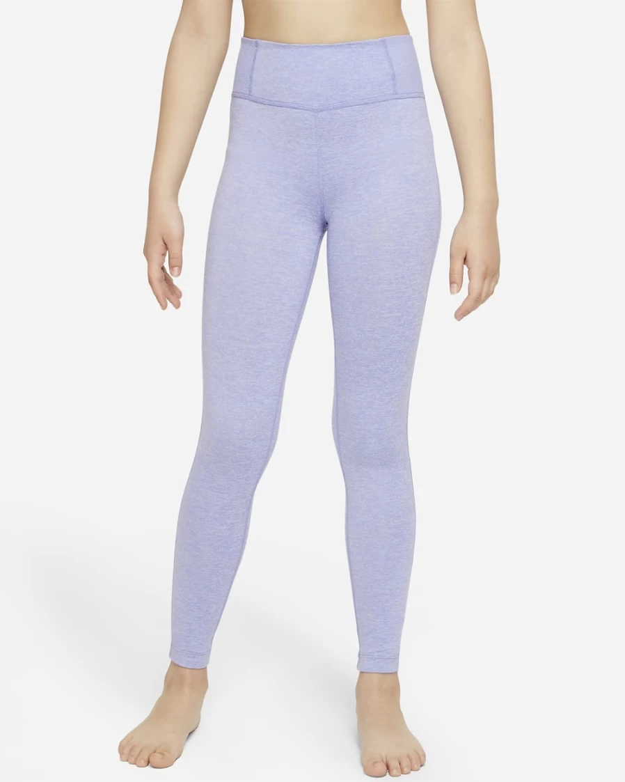 Nike Dri-FIT Yoga Leggings for Girls - Light Thistle, Purple Chalk & Heather Colors