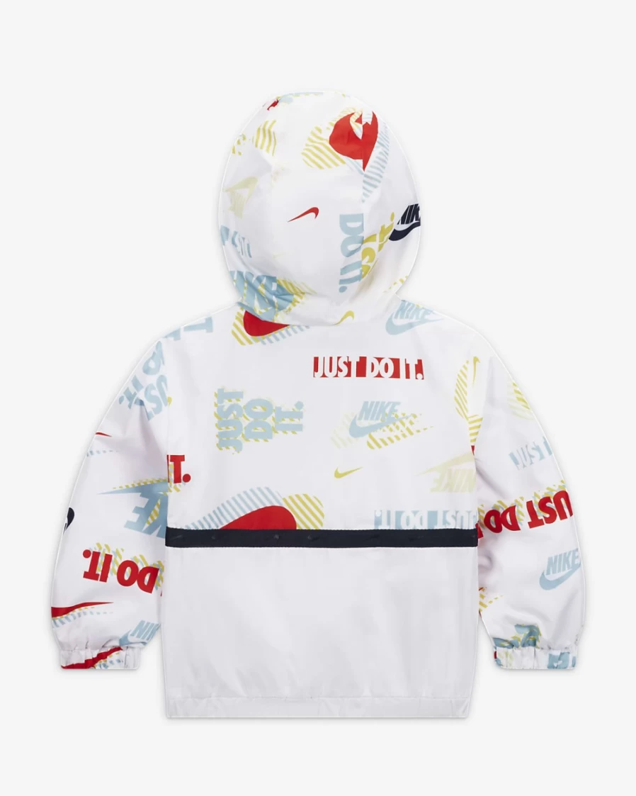 Nike Boys' White Half-Zip Print Blocked Anorak Jacket (12-24 Months)