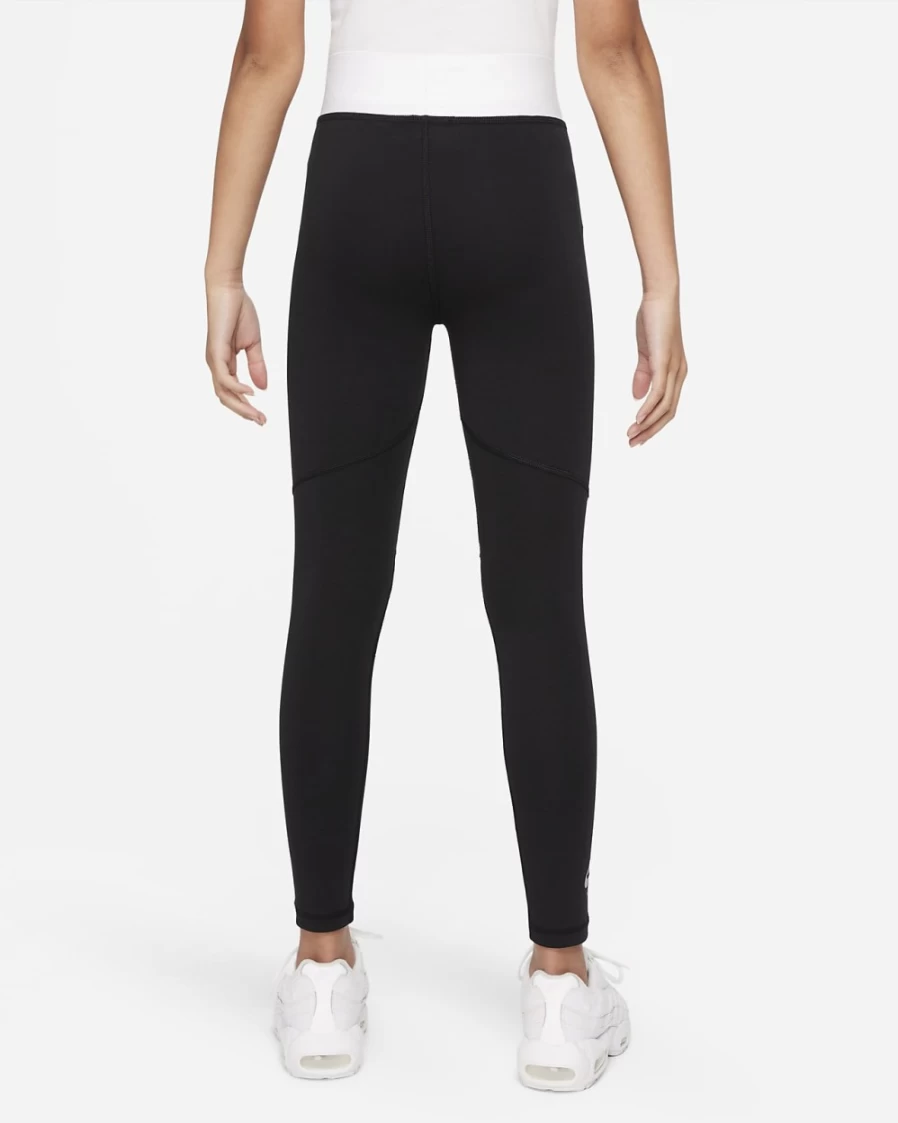 Nike Air Essentials Big Kids' Girls' Leggings - Black/White/Light Smoke Grey Athletic Pants for Active Girls