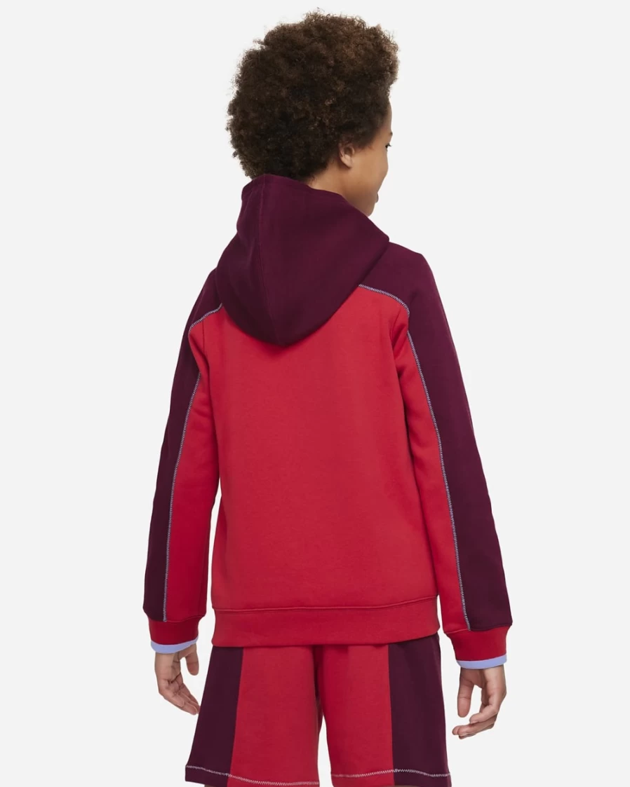 Nike Boys' Dark Beetroot Gym Red Light Thistle Full-Zip Hoodie Sportswear for Kids