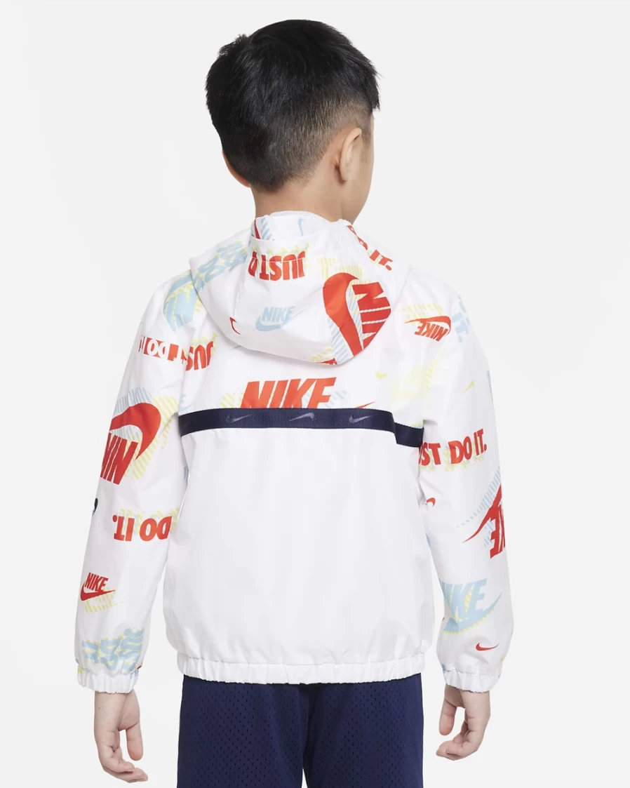 Nike Boys' White Half-Zip Print Blocked Anorak Jacket for Little Kids