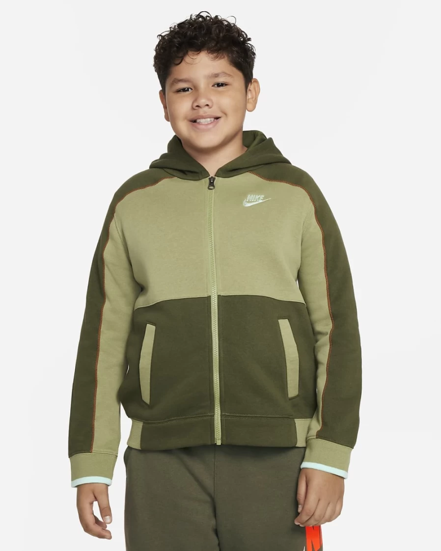 Nike Boys' Rough Green Alligator Mint Foam Full-Zip Hoodie - Big Kids' Sportswear Extended Size