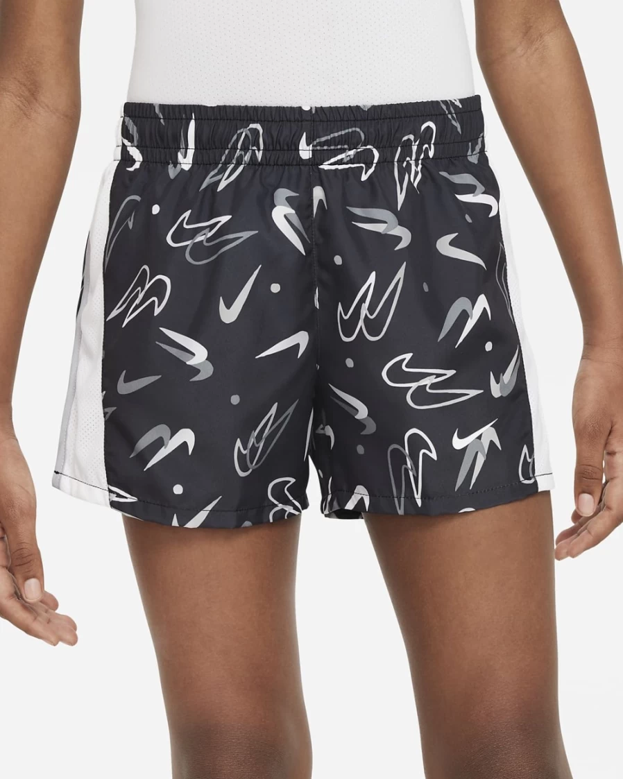 Nike Dri-FIT 10K2 Big Kids' Running Shorts for Girls - Black, White, Light Smoke Grey Athletic Shorts