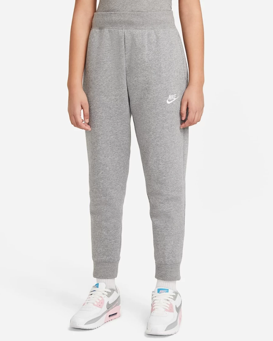 Nike Sportswear Club Fleece Sweatpants for Girls - Carbon Heather/White Comfortable Kids' Pants