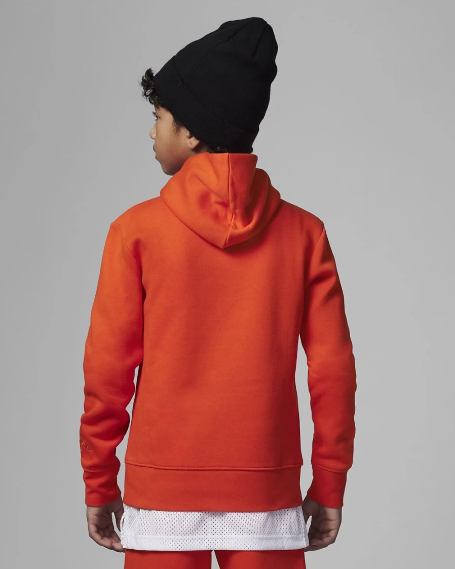 Nike Jordan Boys' Team Orange Pullover Hoodie - Big Kids' Fleece Sweatshirt