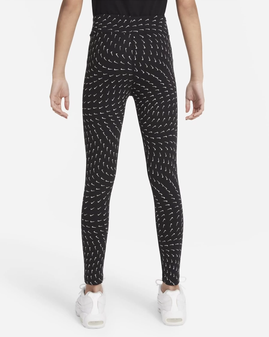 Nike Girls' Black & White Printed Essential Sportswear Leggings for Kids