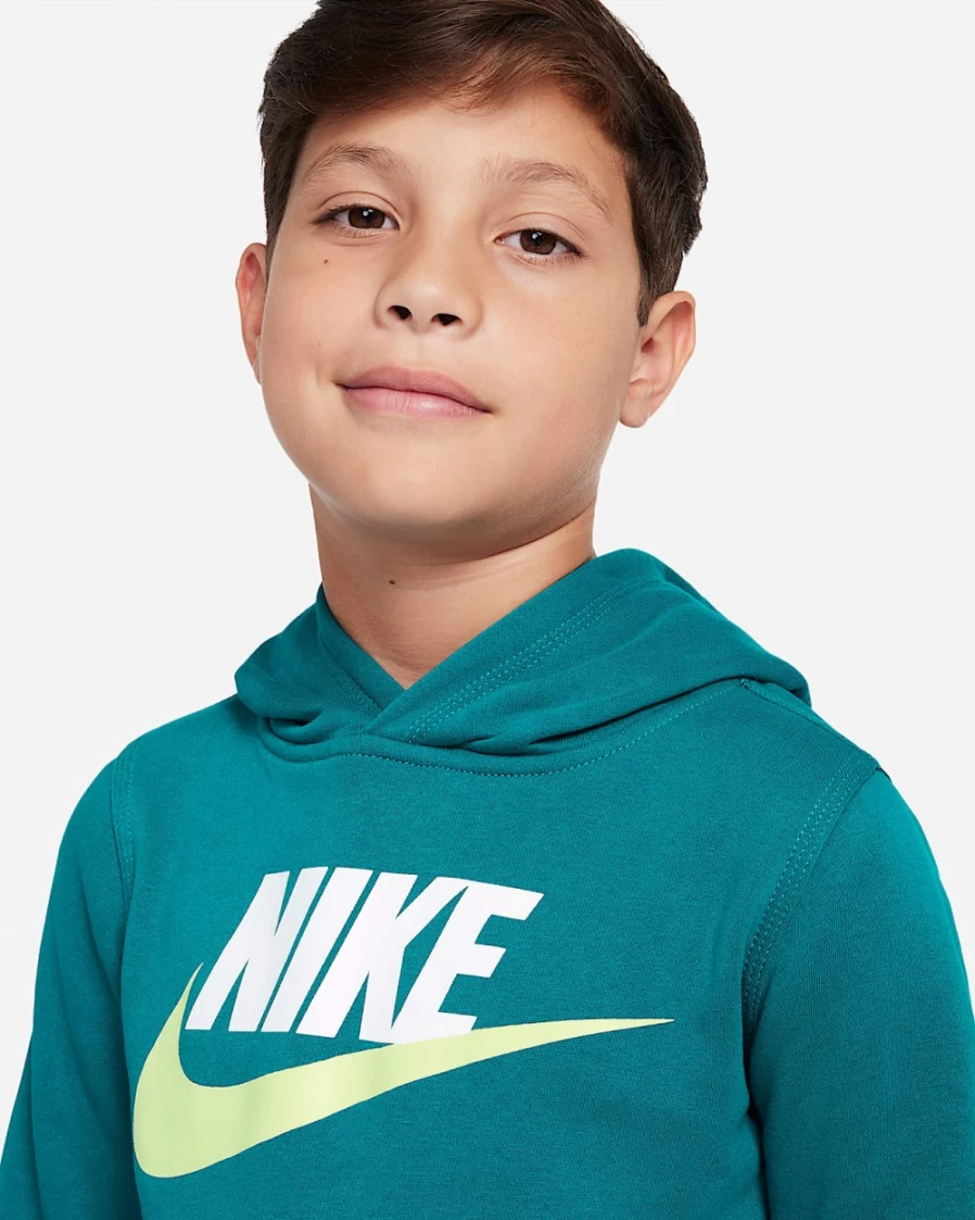 Nike Boys' Bright Spruce/White/Barely Volt Sportswear Club Fleece Pullover Hoodie