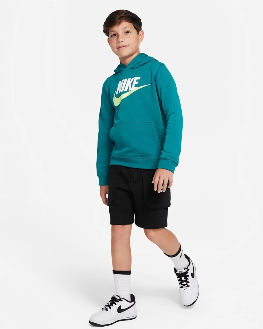 Nike Boys' Bright Spruce/White/Barely Volt Sportswear Club Fleece Pullover Hoodie