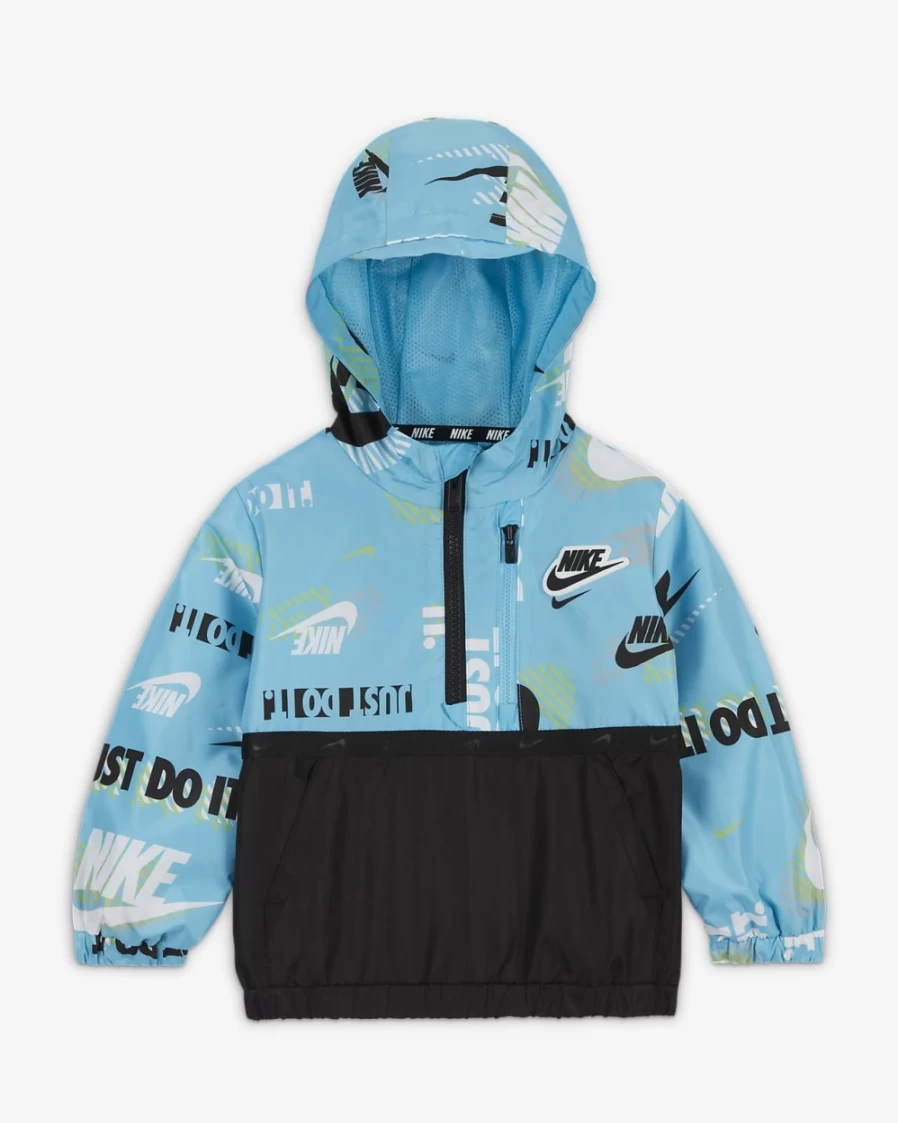 Nike Baltic Blue Half-Zip Print Blocked Anorak Jacket for Baby Boys (12-24 Months)