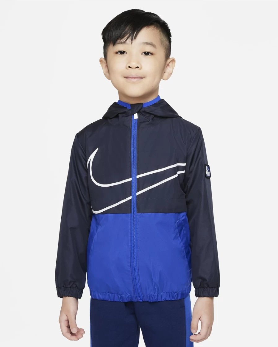 Nike Obsidian Windrunner Full-Zip Jacket for Boys - Lightweight Sports Running Jacket