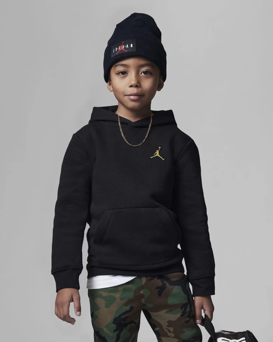 Nike Jordan Boys' Black/Gold Pullover Hoodie - Little Kids' Athletic Sweatshirt
