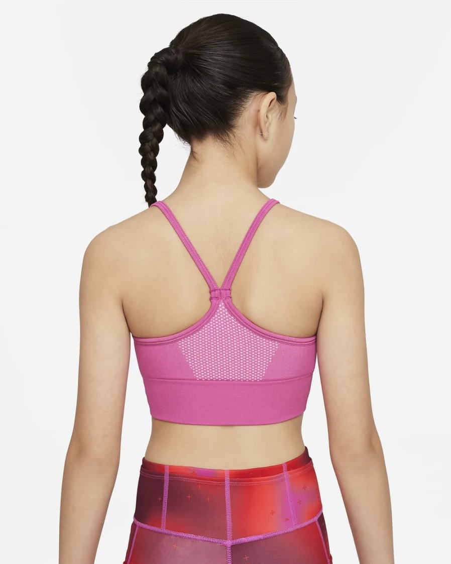 Nike Dri-FIT Indy Big Girls' Active Fuchsia Sports Bra - Moisture-Wicking Workout Top for Kids