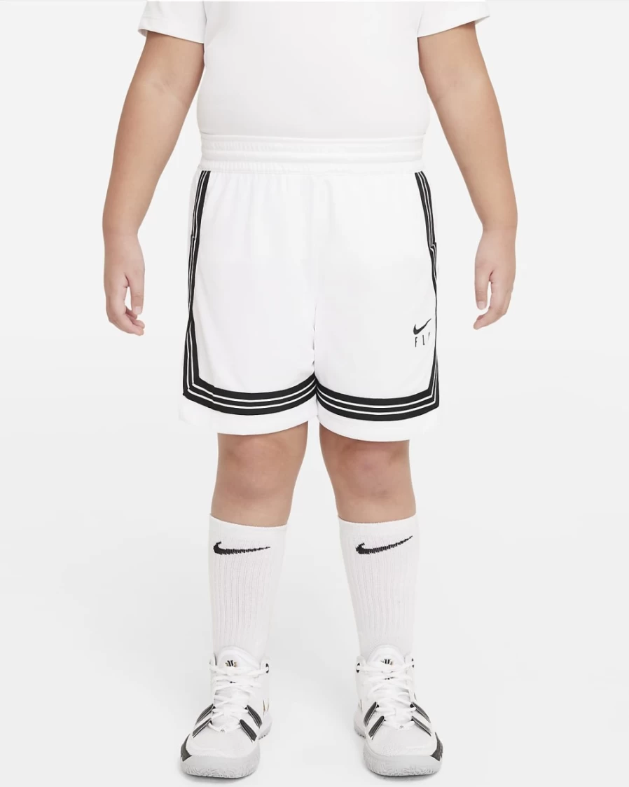 Nike Dri-FIT Fly Crossover Girls' Training Shorts - White/Black - Big Kids' Extended Sizes