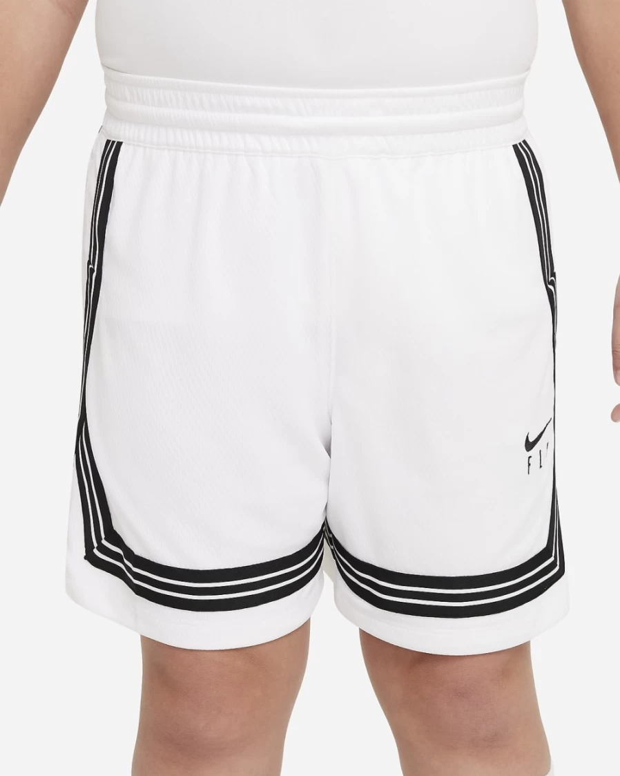 Nike Dri-FIT Fly Crossover Girls' Training Shorts - White/Black - Big Kids' Extended Sizes