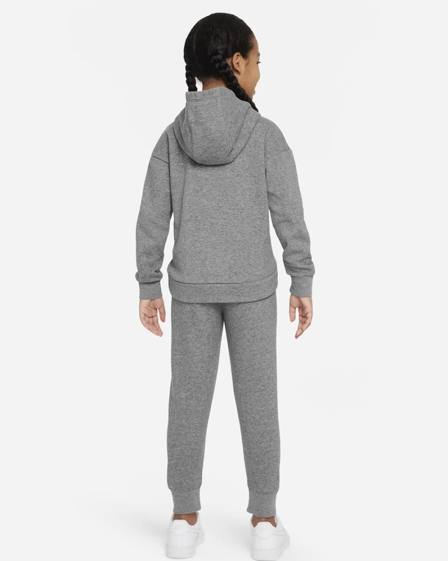 Nike Girls' Sportswear Club Fleece Hoodie & Joggers Set in Carbon Heather