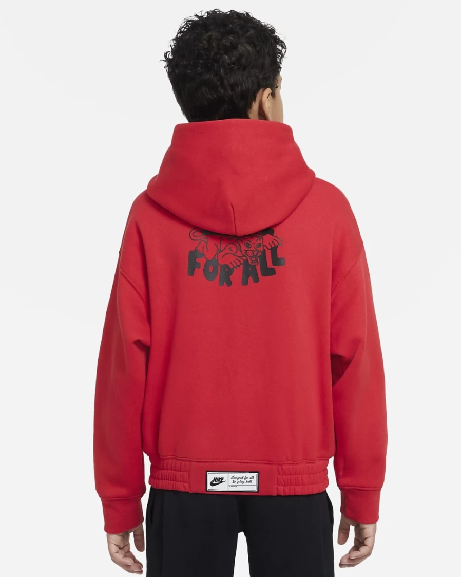 Nike Boys' University Red/Black Basketball Full-Zip Hoodie - Big Kids' Sportswear