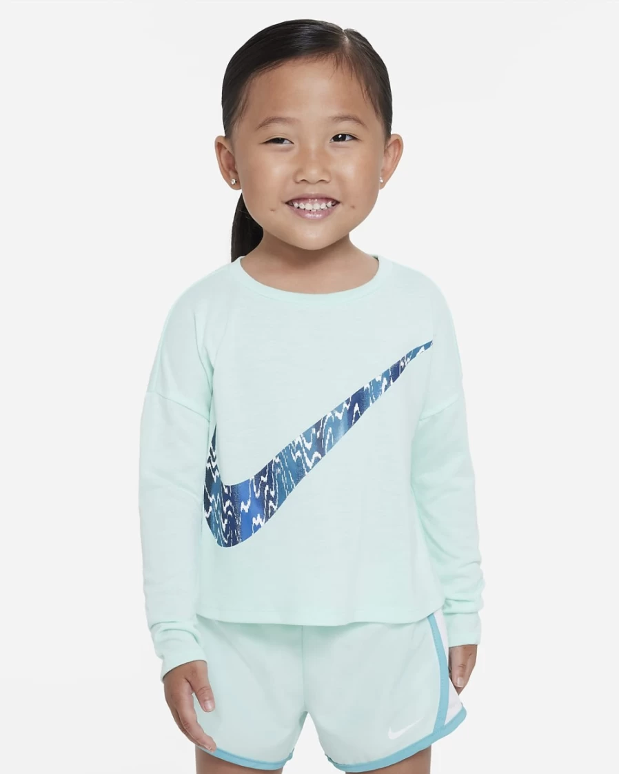 Nike Icon Clash Long Sleeve Tee for Girls in Mint Foam - Toddler T-Shirt