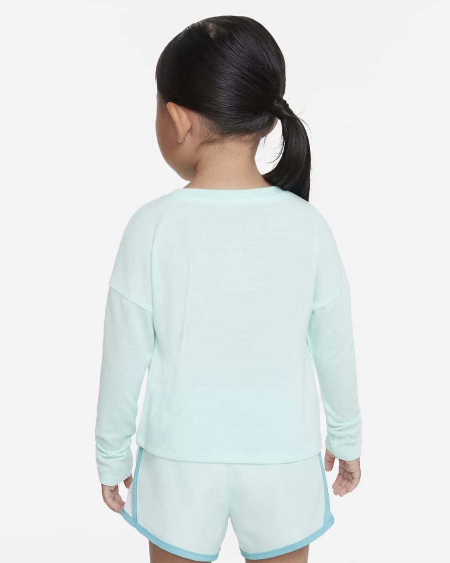 Nike Icon Clash Long Sleeve Tee for Girls in Mint Foam - Toddler T-Shirt