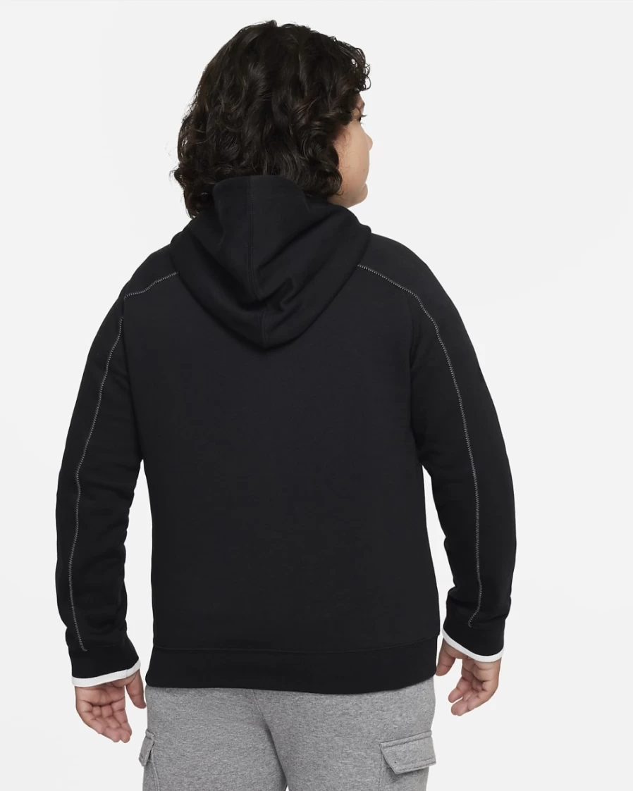 Nike Boys' Big Kids Full-Zip Hoodie - Black, Smoke Grey & White | Sportswear Jacket for Boys
