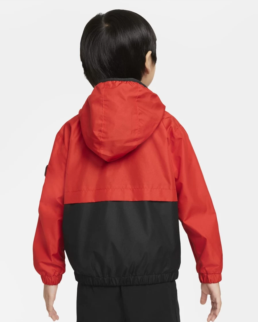 Nike Boys' University Red Windrunner Full-Zip Hooded Jacket - Sportswear Running Coat