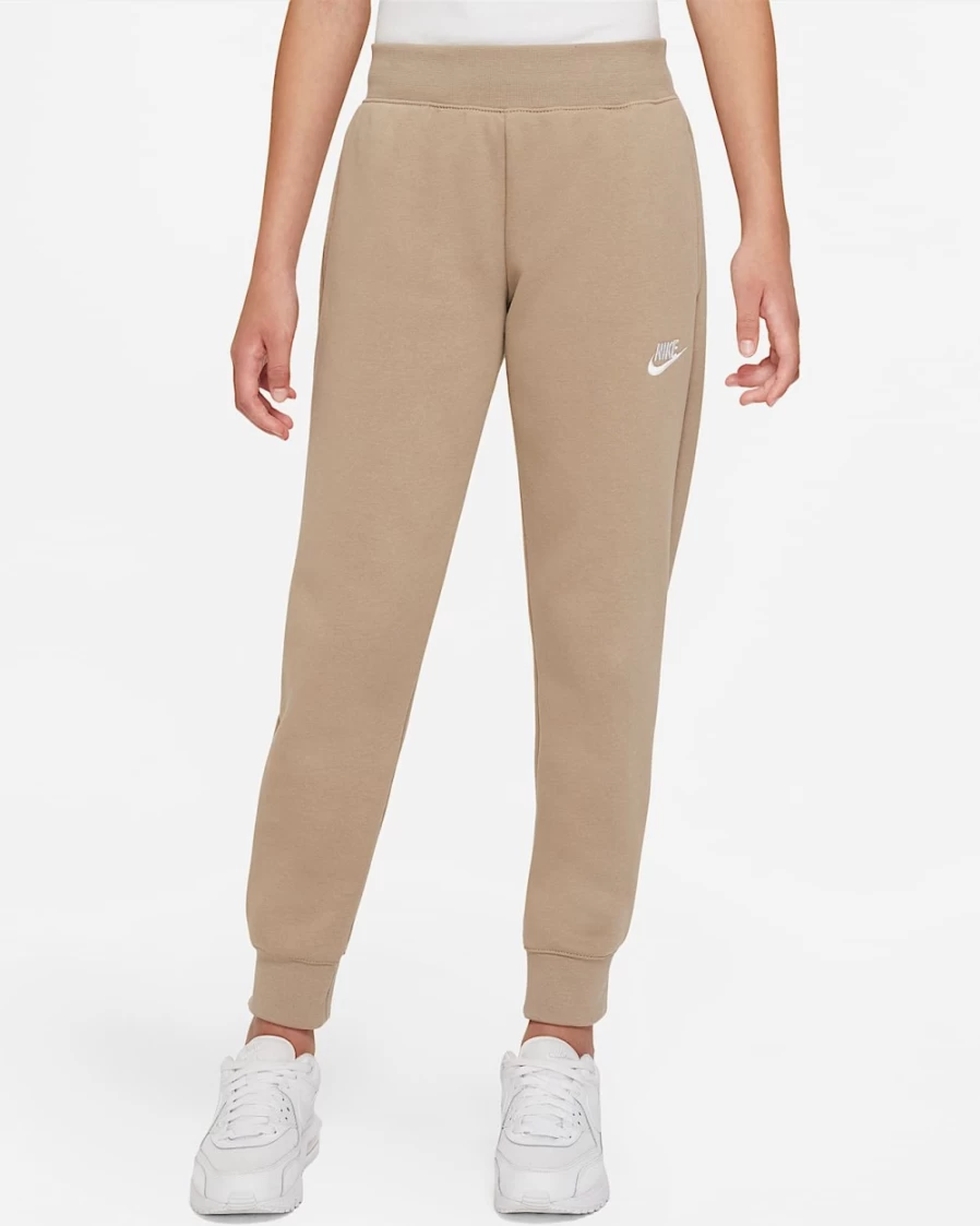 Nike Girls' Khaki & White Sportswear Club Fleece Sweatpants for Big Kids