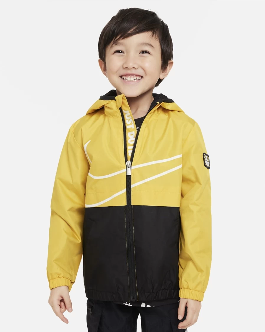 Nike Boys' Yellow Ochre Windrunner Full-Zip Hooded Jacket - Sportswear Running Coat