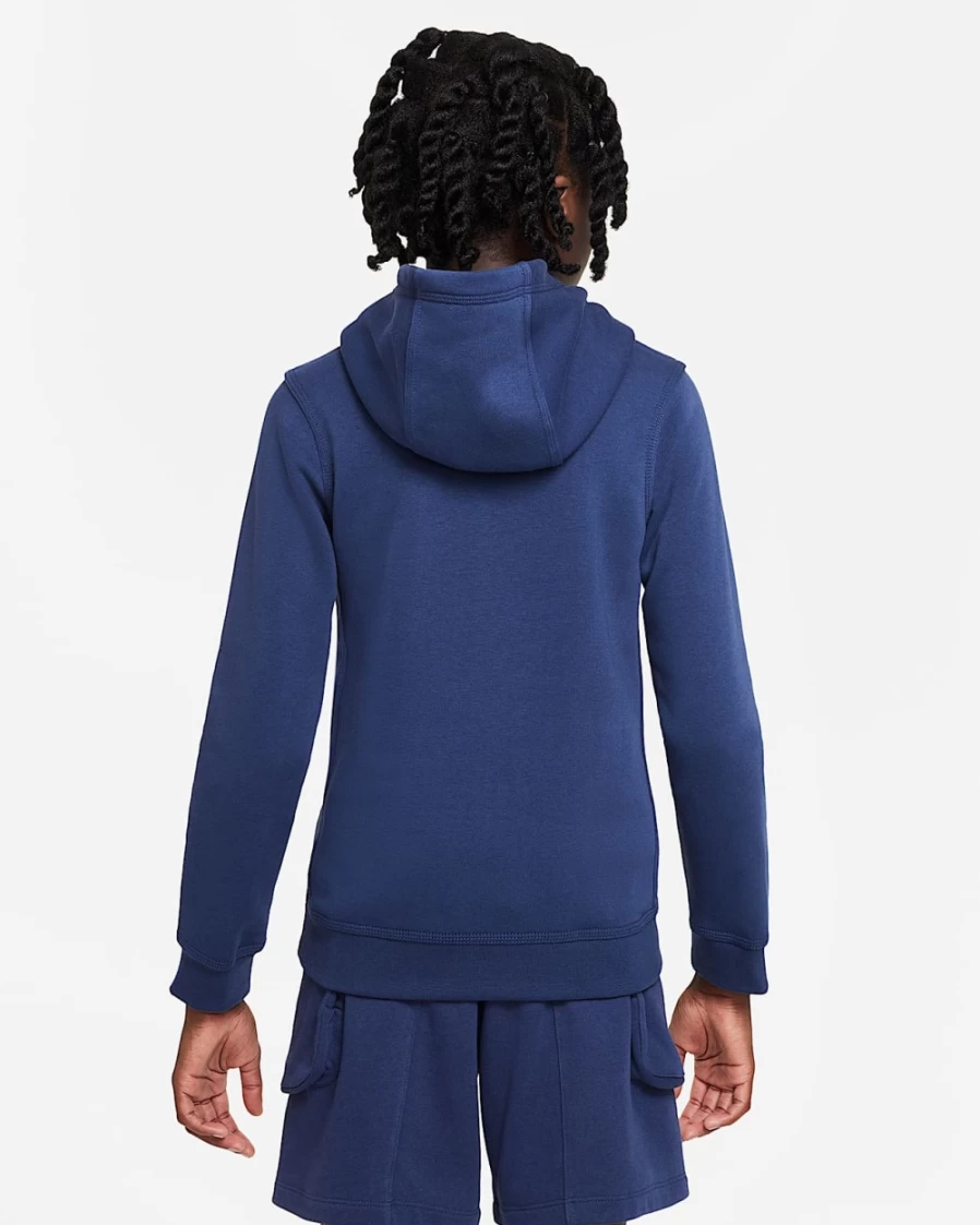 Nike Boys' Club Fleece Pullover Hoodie - Midnight Navy/White - Big Kids' Sportswear