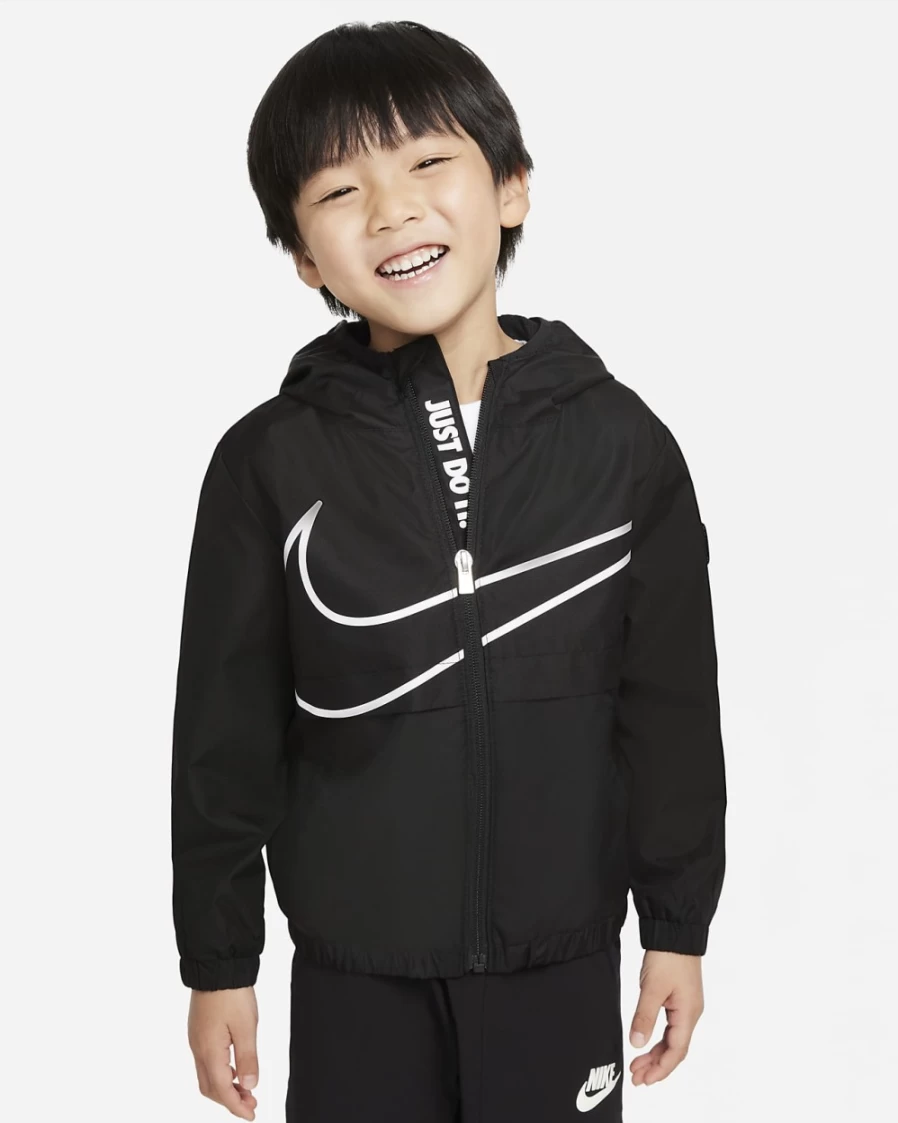 Nike Boys' Black Windrunner Full-Zip Hooded Jacket - Sportswear for Toddlers
