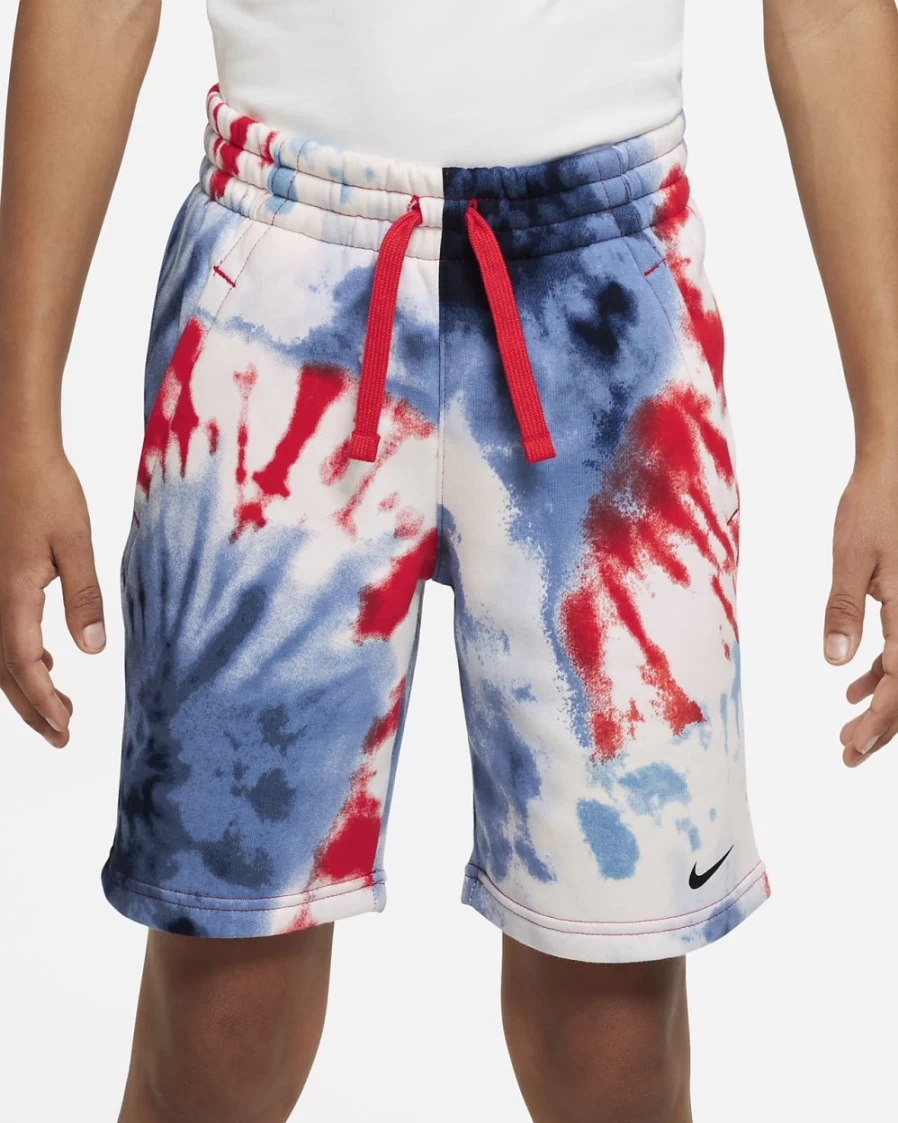 Nike Boys' Habanero Red Tie-Dye Sportswear Club Shorts for Big Kids