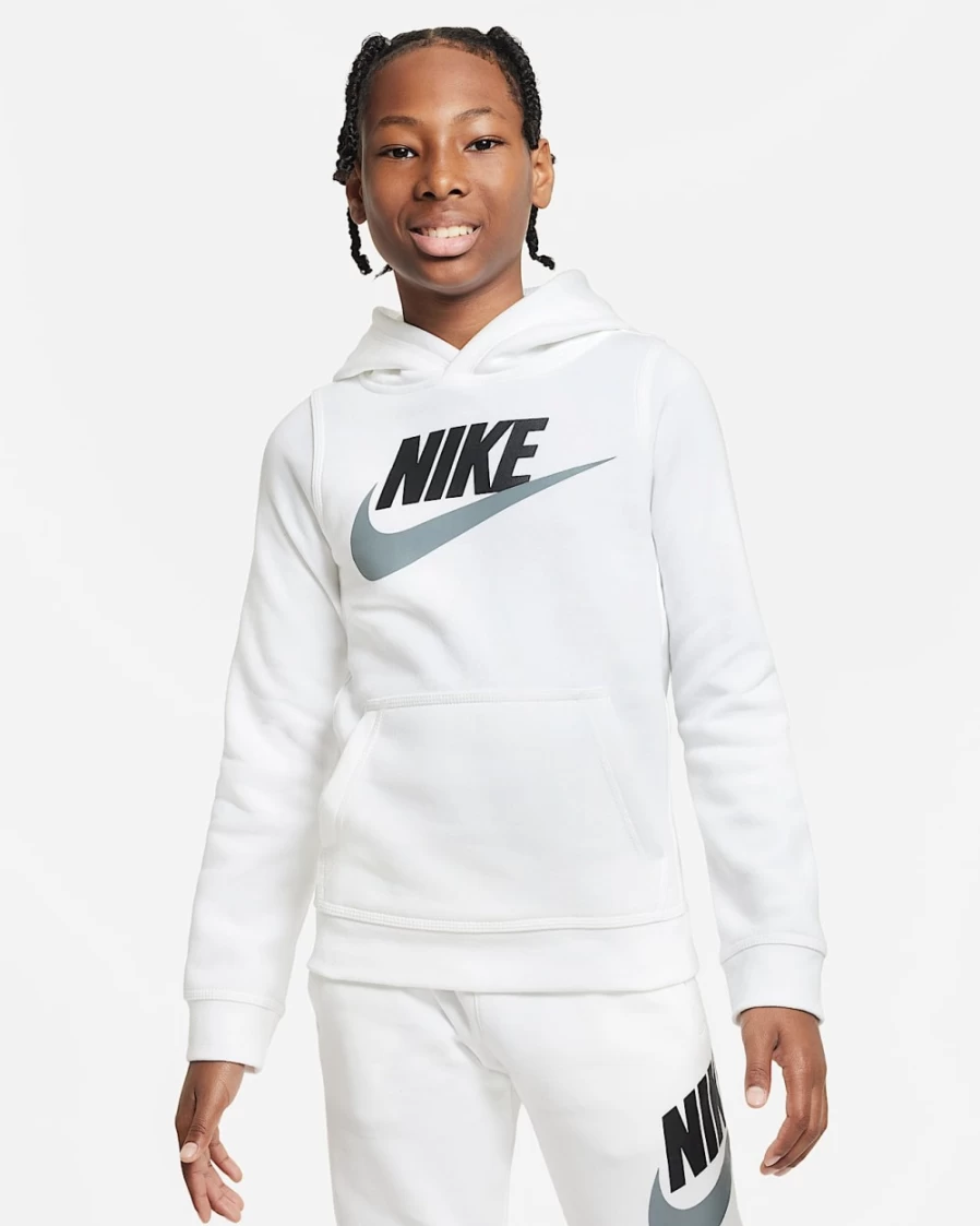 Nike Boys' Sportswear Club Fleece Pullover Hoodie - White, Smoke Grey, Black