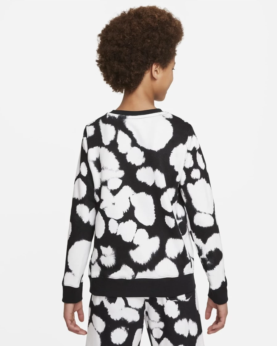 Nike Boys' Black French Terry Printed Sweatshirt - Sportswear Big Kids' Pullover