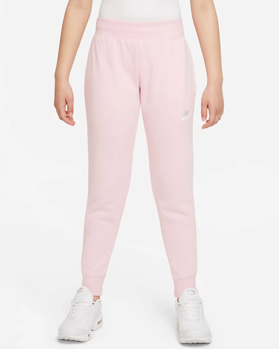 Nike Sportswear Club Fleece Sweatpants for Girls - Medium Soft Pink & White Comfort Fit