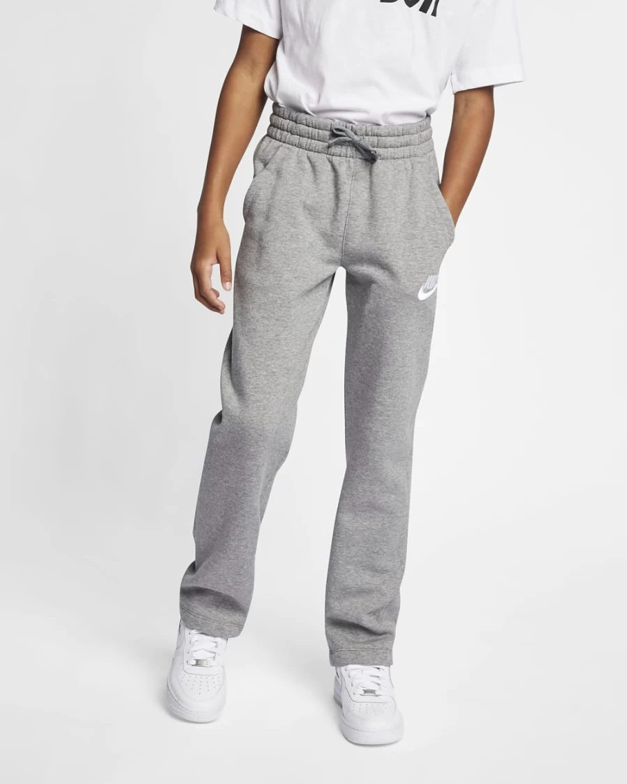 Nike Boys' Sportswear Club Fleece Open-Hem Pants - Carbon Heather/White