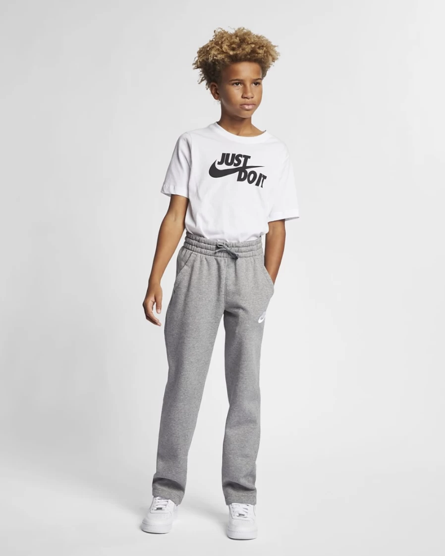 Nike Boys' Sportswear Club Fleece Open-Hem Pants - Carbon Heather/White