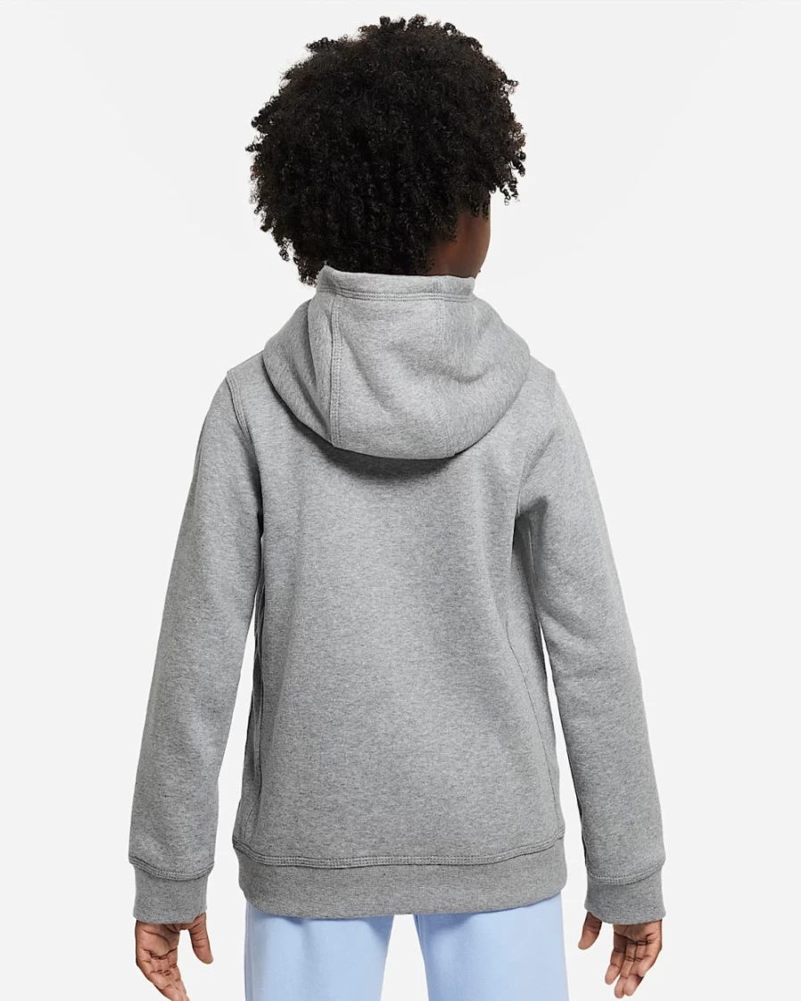 Nike Boys' Club Fleece Pullover Hoodie - Carbon Heather & Cobalt Bliss Sportswear