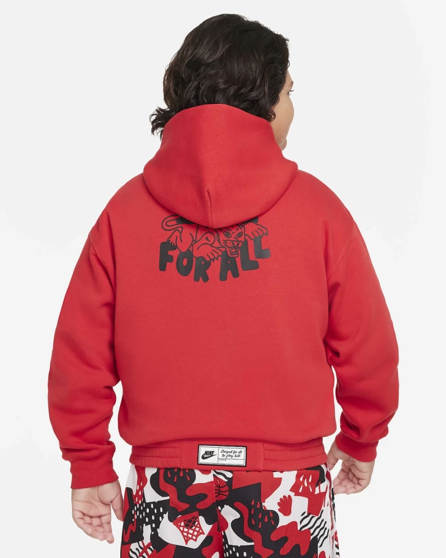 Nike Boys' Dri-FIT Basketball Hoodie - University Red/Black Full-Zip Extended Size Pullover