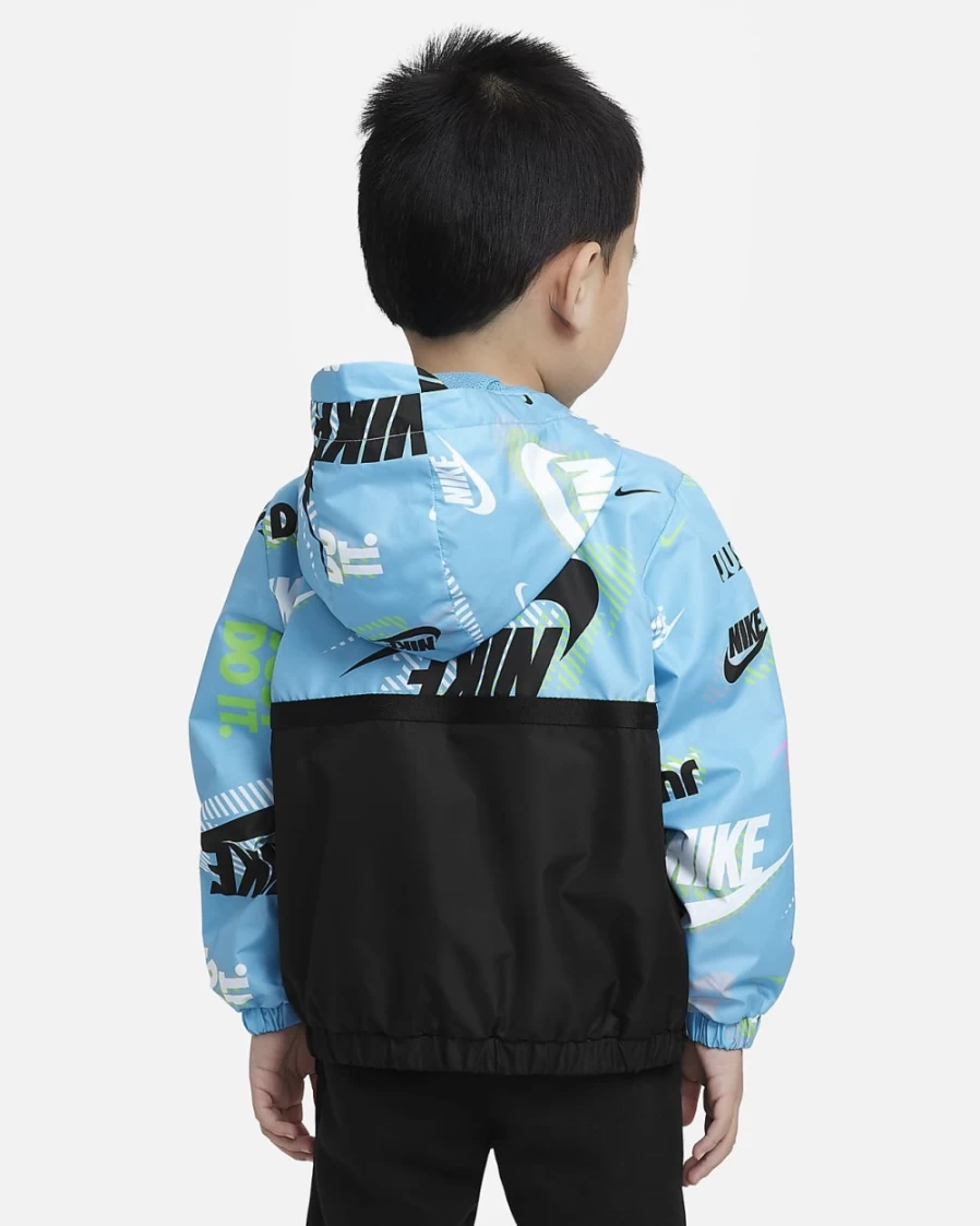 Nike Boys Baltic Blue Half-Zip Print Blocked Anorak Jacket for Toddlers