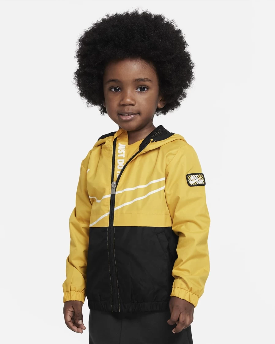 Nike Boys' Yellow Ochre Windrunner Full-Zip Hooded Jacket - Sportswear Running Coat